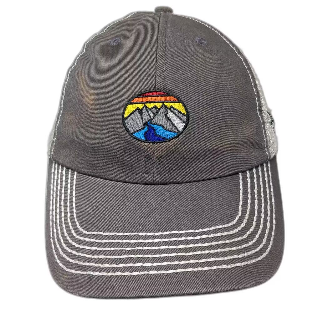 Quake City Caps Gray Baseball Cap OS Strapback Hat Mesh Mountain River Gear